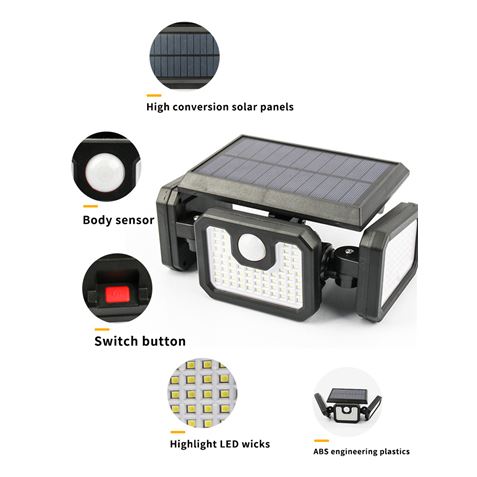 FOCO SOLAR TRIPLE CON SENSOR 800LM ELBAT - EB0375-2
