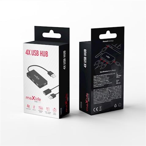 HUB USB 2.0 4 PUERTOS 1.5M MAXLIFE - 5900495947987-1 HUB USB 2.0 4 PUERTOS 1.5M MAXLIFE - 5900495947987-1
