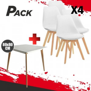 MESA DESIGN D900 80X80CM BLANCA + 4...