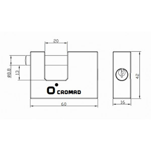 CANDADO ANTIPALANCA 80MM 2 LLAVES CROMAD