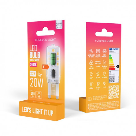 BOMBILLA LED G9 2.2W 200 LUMEN LUZ CALIDA FOREVER