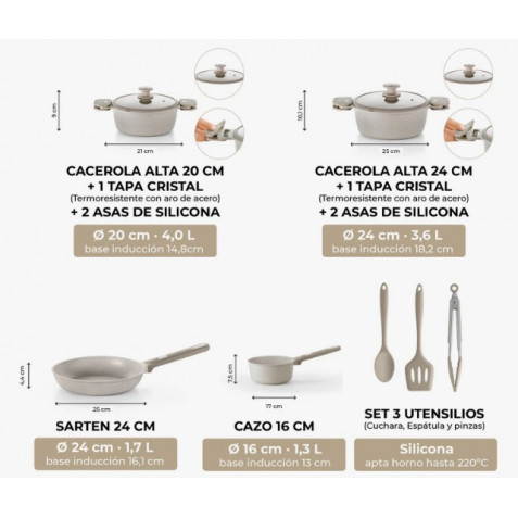 BATERIA DE COCINA 9 PIEZAS DENMARK MONIX