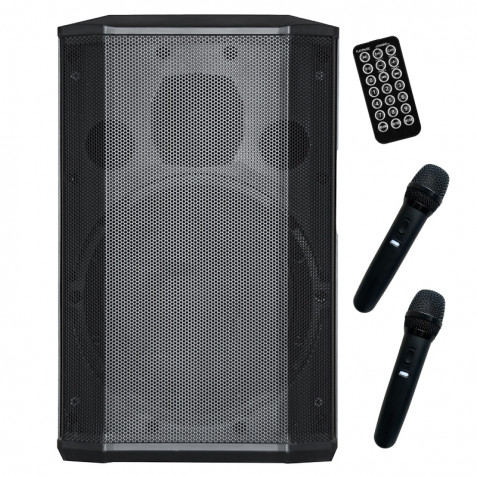 ALTAVOZ AUTOAMPLIFICADO PRO600 8\" 500W CON BATERÍA + 2 MICROS SERIE PRO