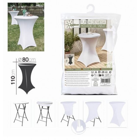 FUNDA PARA MESA DE RESINA TIPO COCTEL D80XH110CM BLANCA