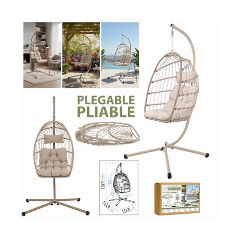 BALANCIN PLEGABLE BEIGE 103X103X197CM