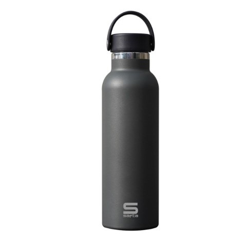 BOTELLA TERMO 600ML ACERO INOXIDABLE BASE SILICONA GRIS SAFTA