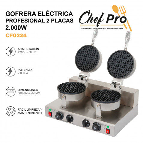 GOFRERA ELÉCTRICA PROFESIONAL DOBLE 2...