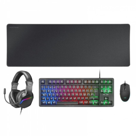 PACK GAMING TECLADO H-MECH | RATON RGB | AURICULARES | ALFOMBRILLA | NEGRO