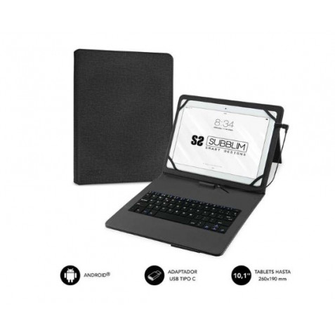 TECLADO CON FUNDA UNIVERSAL PARA TABLETS HASTA 11\" NEGRO SUBBLIM