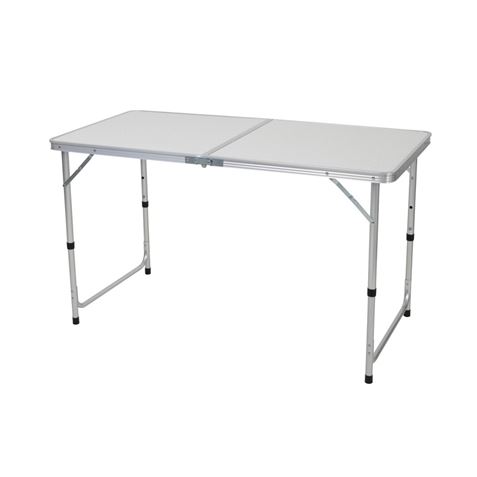 MESA CAMPING PLEGABLE BLANCA 2 POSICIONES ALUMINIO/MDF 90X60X40/70CM - 76127