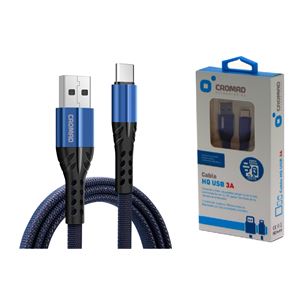 CABLE HQ USB A TIPO C 1 METRO 3A AZUL CROMAD - CR0999
