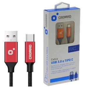 CABLE USB 3.0 A TIPO C METAL ROJO CROMAD - CR0932