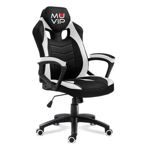 SILLA GAMING GM1300 TELA NEGRO / BLANCO MUVIP - MV0364-1