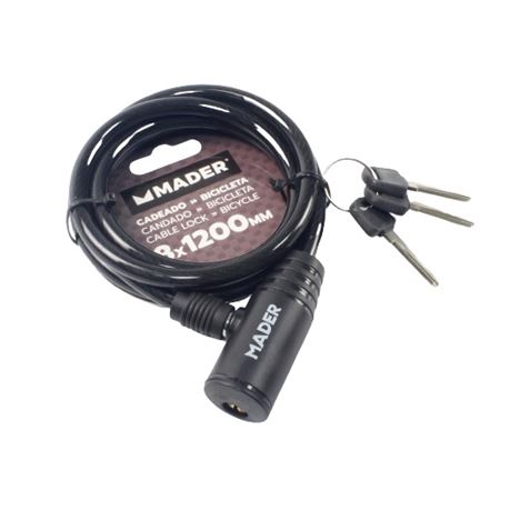 CANDADO ESPIRAL PARA BICICLETA 8X1200MM MADER - 31209-1
