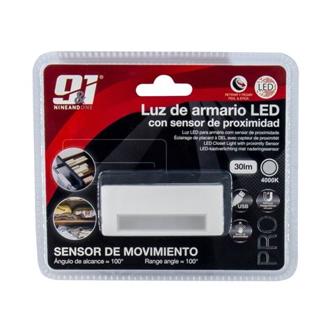 LUZ ARMARIO LED CON SENSOR 7X3CM 4000K SEVEON - 63039
