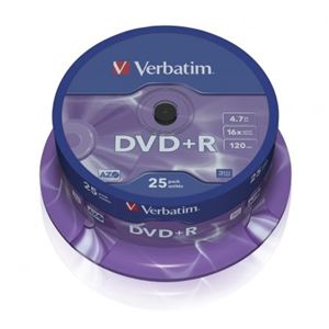 TARRINA 25 UNIDADES DVD+R VERBATIM 16X ADVANCED - 43500