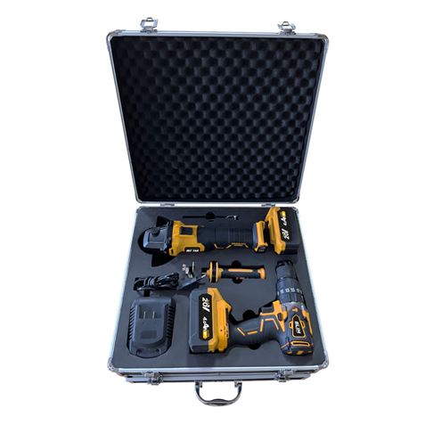 PACK 20V TALADRO PERCUTOR+RADIAL S/CARBONES | 2 X 4AH | CAJA ALUMINIO BLIM - BL0201-5
