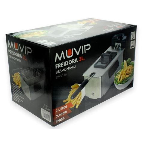 REACONDICIONADO FREIDORA 3 LITROS INOXIDABLE 2000W DESMONTABLE MUVIP - MV0136-3 REACONDICIONADO FREIDORA 3 LITROS INOXIDABLE 2000W DESMONTABLE MUVIP - MV0136-3