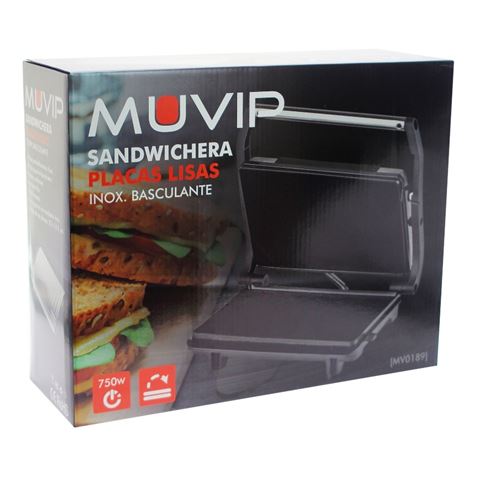 REACONDICIONADA SANDWICHERA INOX PLACA LISA 750W MUVIP - MV0189-2