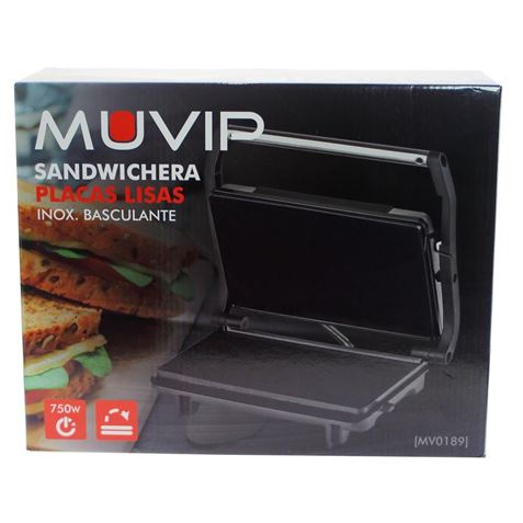 REACONDICIONADA SANDWICHERA INOX PLACA LISA 750W MUVIP - MV0189-3