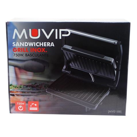 REACONDICIONADA SANDWICHERA INOX GRILL 750W MUVIP - MV0188-3