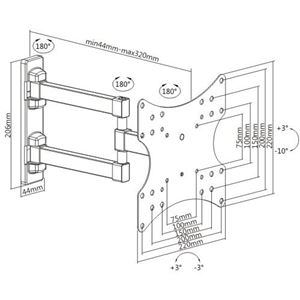 REACONDICIONADO SOPORTE CON BRAZO TV 23"-42" DOBLE EXTENSION CROMAD - CR0868-1