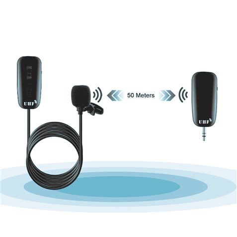 MICRÓFONO INALÁMBRICO CLIP UHF CON RECEPTOR Y TRANSMISOR SONIDO - 56738-1