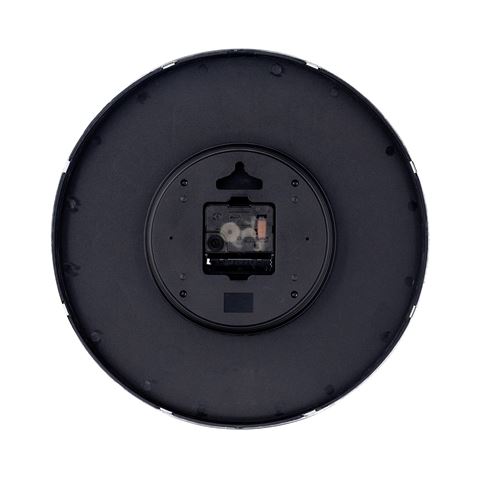 RELOJ DE PARED PLATEADO ESFERA NEGRA CON RELIEVE - 81021H-4