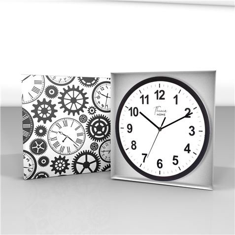 RELOJ DE PARED NEGRO ESFERA BLANCA - 81020H-3
