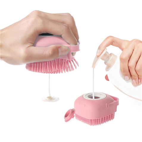 CEPILLO DISPENSADOR CHAMPU MASCOTAS ROSA - 56713-1