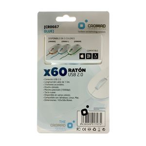 RATÓN X60 USB BLANCO/AZUL CROMAD - CR0667 2