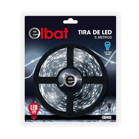 REACONDICIONADA TIRA DE LED 12V 5 METROS LUZ FRIA ELBAT - EB0403-1