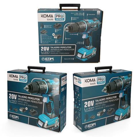 TALADRO PERCUTOR / ATORNILLADOR 20V | 2 BATERIAS 20V KOMA TOOLS PRO EDM - 08750_2 TALADRO PERCUTOR / ATORNILLADOR 20V | 2 BATERIAS 20V KOMA TOOLS PRO EDM - 08750_2