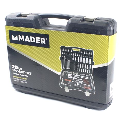 REACONDICIONADO MALETÍN HERRAMIENTAS C.V. 215 PIEZAS 1/4" - 1/2" - 3/8" MAD - 51061-4