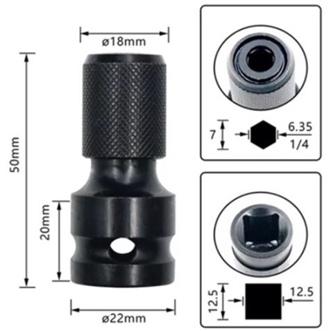 ADAPTADOR PARA LLAVES DE VASO DE IMPACTO DE 1/2" A 1/4" BLIM - BL0233-2