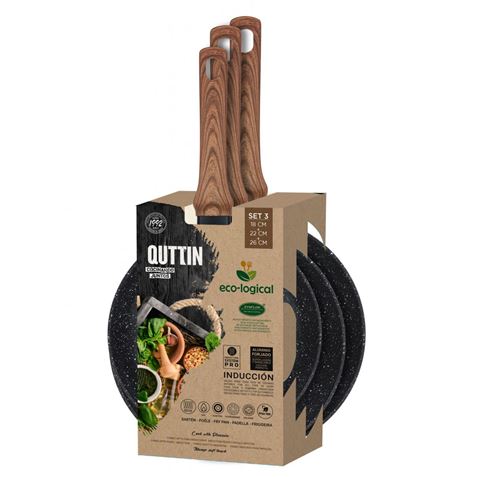 JUEGO DE 3 SARTENES INDUCCION MANGO MADERA QUTTIN - BQ06026174208-1
