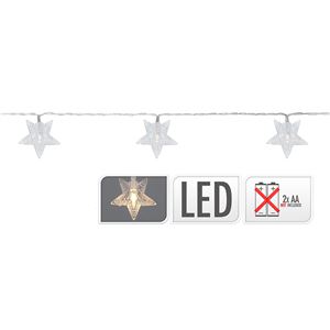 GUIRNALDA A PILAS FIJA 10 LEDS CON ESTRELLAS LUZ BLANCO FRIO 1,3M - 71318-1