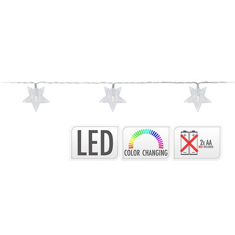 GUIRNALDA A PILAS FIJA 10 LEDS CON ESTRELLAS LUZ MULTICOLOR 1,3M - 71319-1