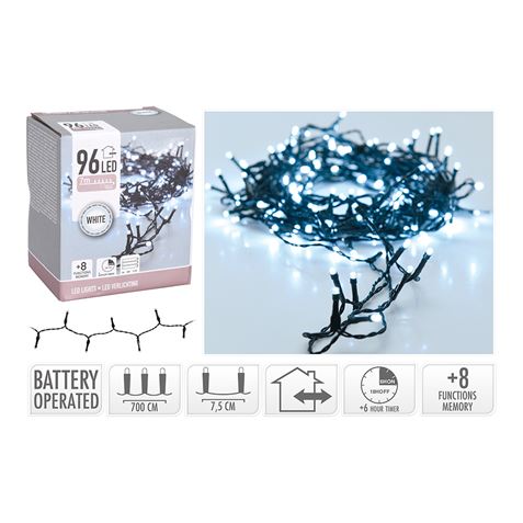 GUIRNALDA A PILAS MULTIFUNCION 96 LEDS CABLE NEGRO LUZ BLANCO FRIO 7,5M - 72120-1