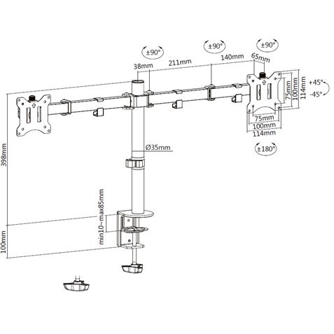 REACONDICIONADO SOPORTE DE MESA 2 MONITORES 13"-32" CROMAD - CR1017-1