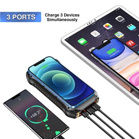 POWERBANK SOLAR 20000MAH 3 USB BIWOND - BW0133-1