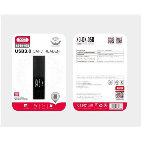LECTOR DE TARJETAS 2 EN 1 USB 3.0 XO - XODK05B-3