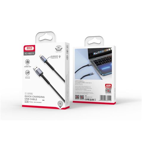 CABLE NB215 LIGHT CARGA RAPIDA 2A TIPO C A USB | 1 METRO | NEGRO - XONB215TC-2