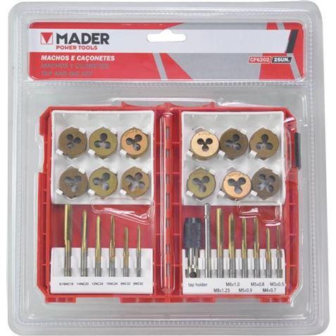 JUEGO MACHOS Y COJINETES 25PCS MADER - 63076