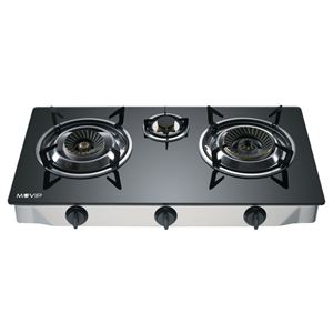 REACONDICIONADA COCINA GAS INOX 3 FUEGOS CRISTAL TEMPLADO MUVIP