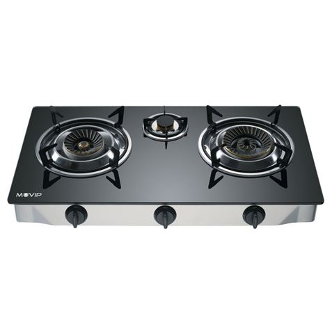 REACONDICIONADA COCINA GAS INOX 3 FUEGOS CRISTAL TEMPLADO MUVIP - MV0385