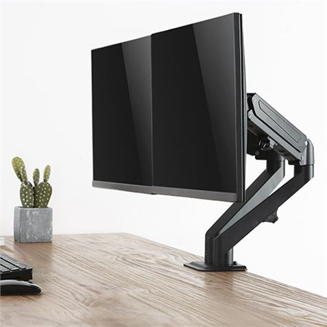 REACONDICIONADO SOPORTE DE MESA 2 MONITORES 17"-27" CON PISTON DE GAS CROMA - CR1112-5