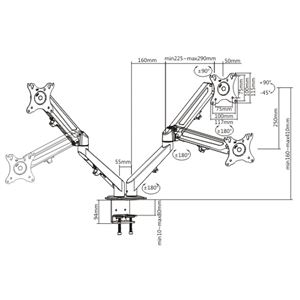 REACONDICIONADO SOPORTE DE MESA 2 MONITORES 17"-27" CON PISTON DE GAS CROMA - CR1112-6