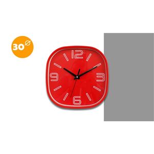 RELOJ CUADRADO COLOR ROJO 30CM DIÁMETRO - 07109