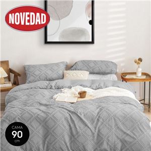 COLCHA DE CAMA ROMBOS GRIS 180X265CM RELLENO 90GR/M2 HBS